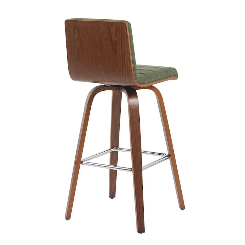 Skara Swivel Bar Stool, Upholstered Bar Height Chair with Bentwood Frame