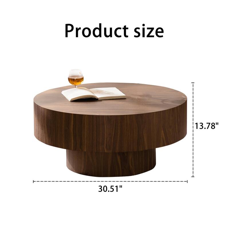30.51" Round Walnut Coffee Table - Versatile Living Room Centerpiece for Bedroom, Office or Lounge‌