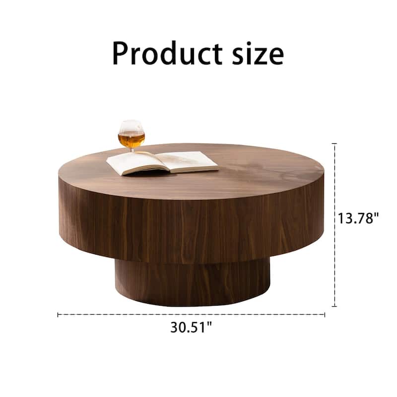 Round Wood 30.51 inch Coffee table for Living Room