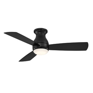Fanimation Hugh 44 inch Indoor/Outdoor Flush Mount Ceiling Fan with LED Light Kit and Remote - Black