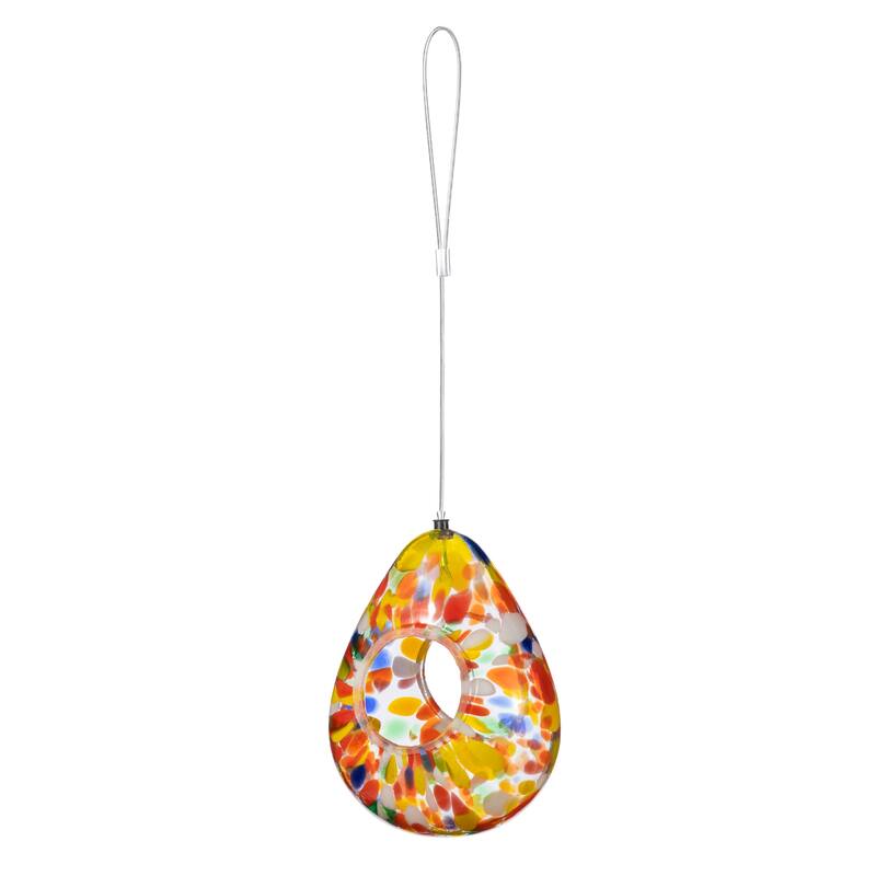 Glitzhome 6.75''H Glass Water Drop Hanging Dots Birdfeeder