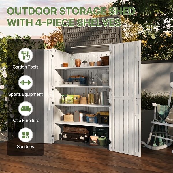 Shed 64 Cu.Ft Outdoor Resin Storage Cabinet Waterproof Vertical