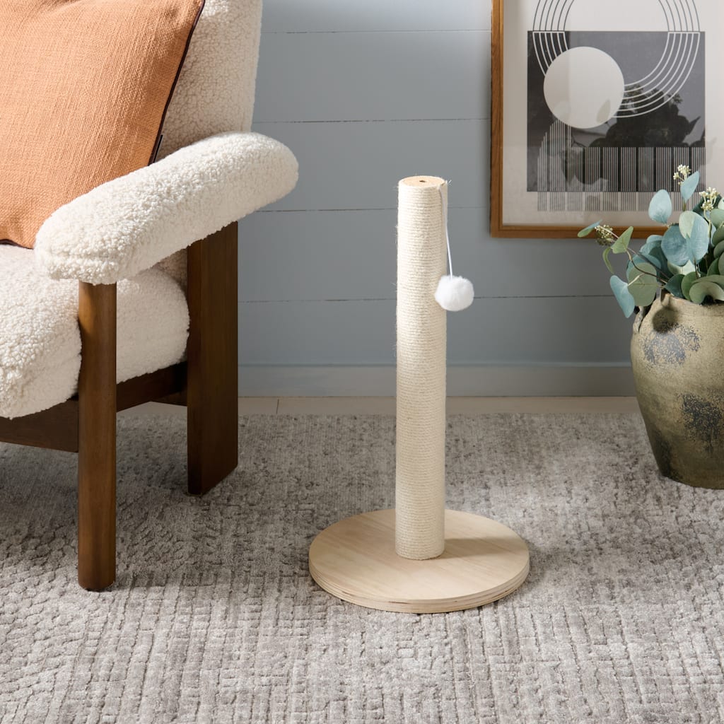 SAFAVIEH Home Ivory/Natural 12"W x 12"L x 21"H Jute Cat Scratch Post - 12"W x 12"L x 21"H