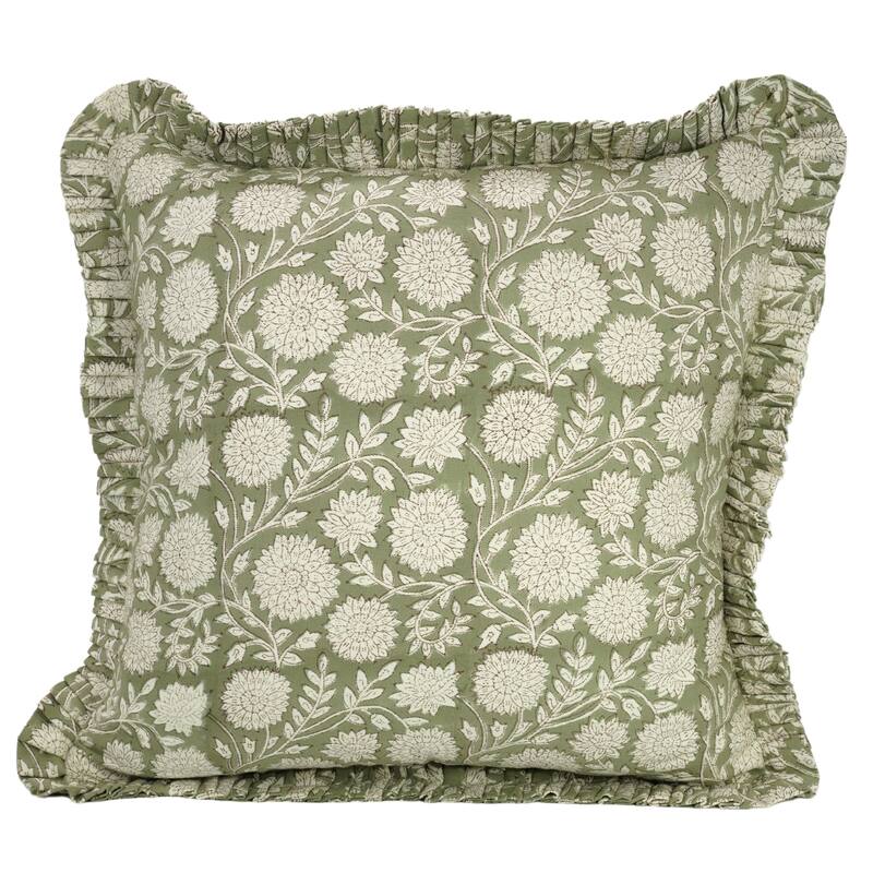 Sustainable Green Throw Pillow Cover By Fabdivine- RAJAT - Pillow Covers - 24" x 24"