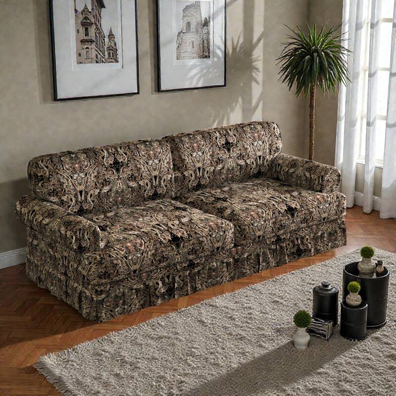 74" Luxury 3 Seater Cloud Couch with Deep Seat, Fabric Sofa with Rolled Arms and Pleated Skirt for Apartment