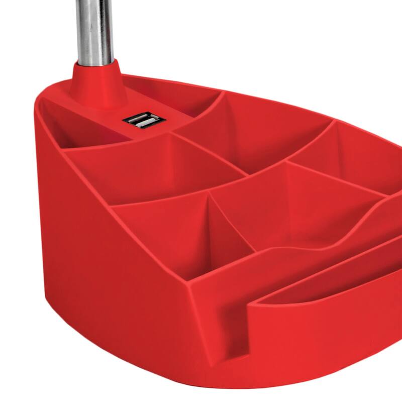 18.5 in. Chrome Finish Table Lamp with Red Shade, Desk Lamp for Writing and Computer Desks