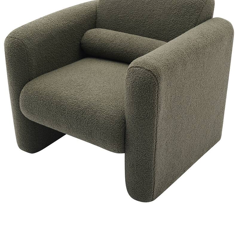 Modern Accent Chair Lambskin Sherpa Fabric