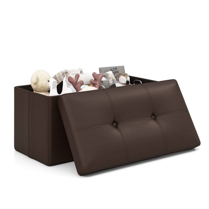 Upholstered Square Footstool with PVC Leather Surface for Bedroom