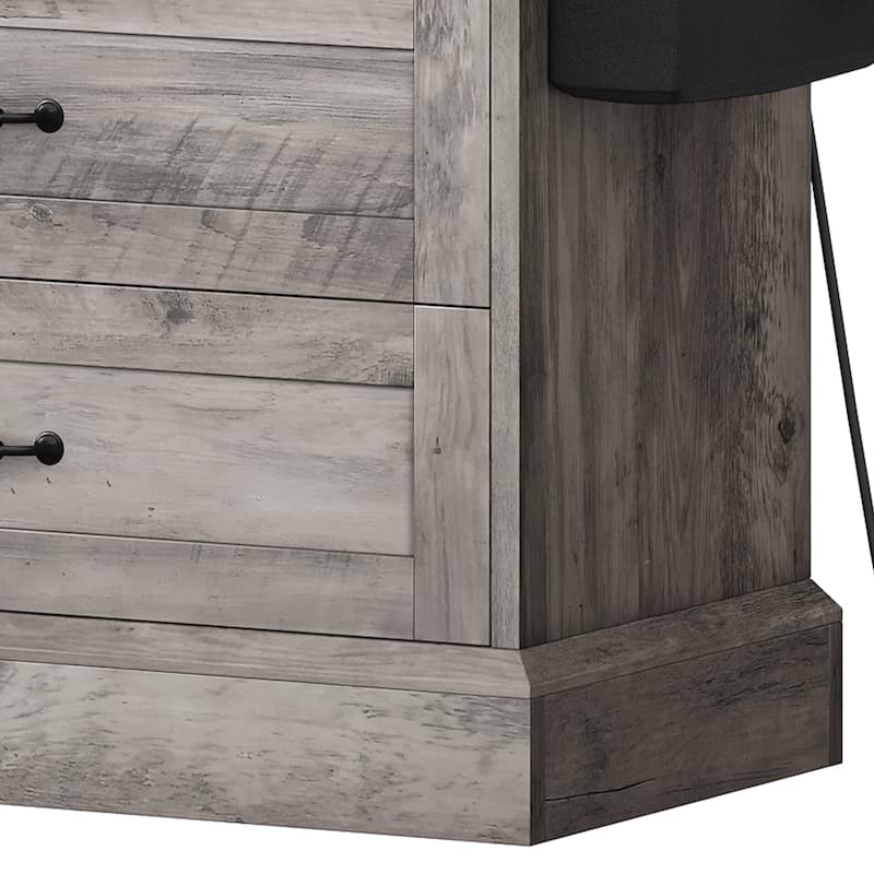 Farmhouse 6 Drawer Dresser, TV Stand, Chest of Drawers With Charger Station And Side Pocket
