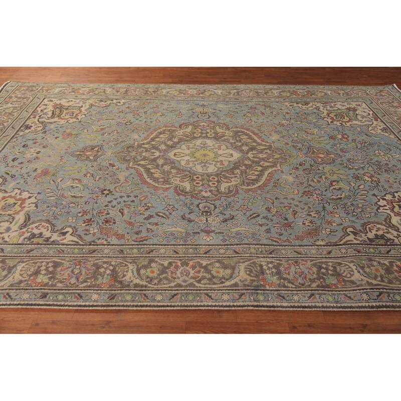 Medallion Tabriz Persian Area Rug Bedroom Hand-Knotted Wool Carpet - 8'6"x 11'8"
