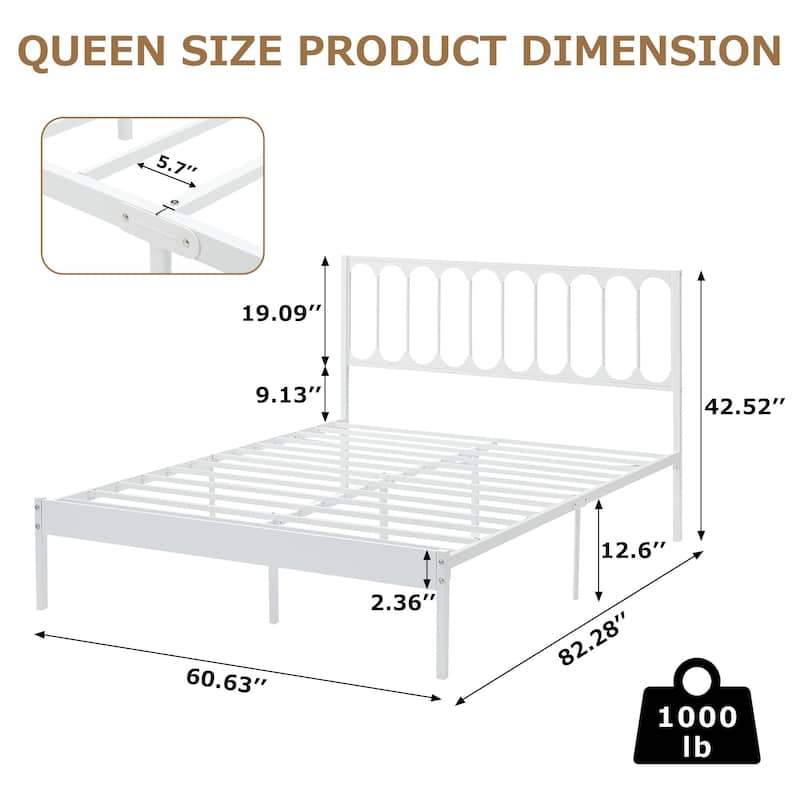 Metal Queen Size Modern Bed Frame Platform Mattress Foundation
