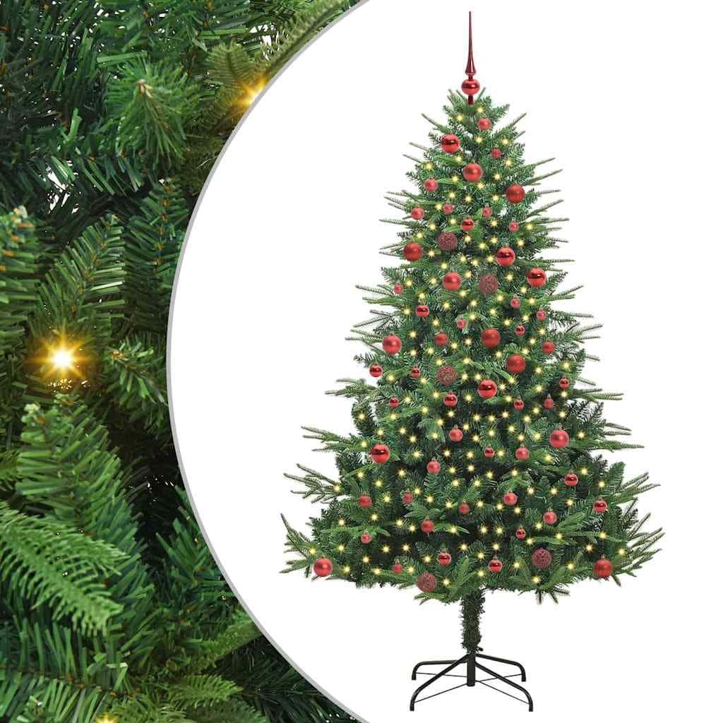 vidaXL Artificial Christmas Tree LED&Ball Set&Flocked Snow Decoration PVC&PE