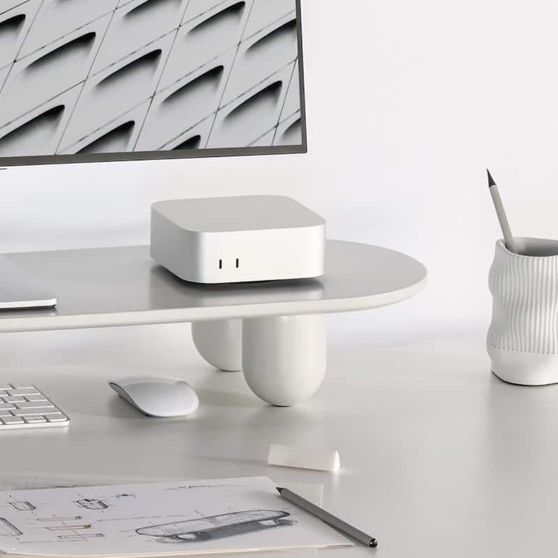 Fenge Monitor Stand Riser, Desk Organizer with Wooden Shelf & Solid Wood Legs - 33.8 x 9 x 4 inches