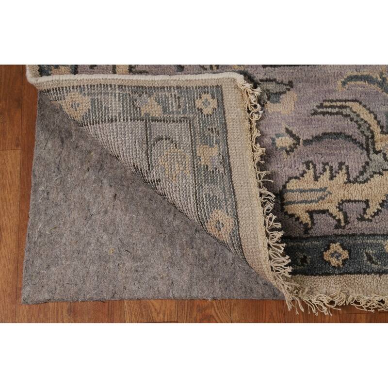 Oushak Indian Area Rug Handmade Beige Floral Wool Carpet - 9'0"x 11'7"