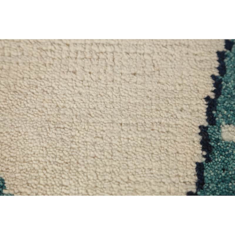 Art Deco Oriental Square Rug Handmade Wool Carpet - 8'1" x 7'11"