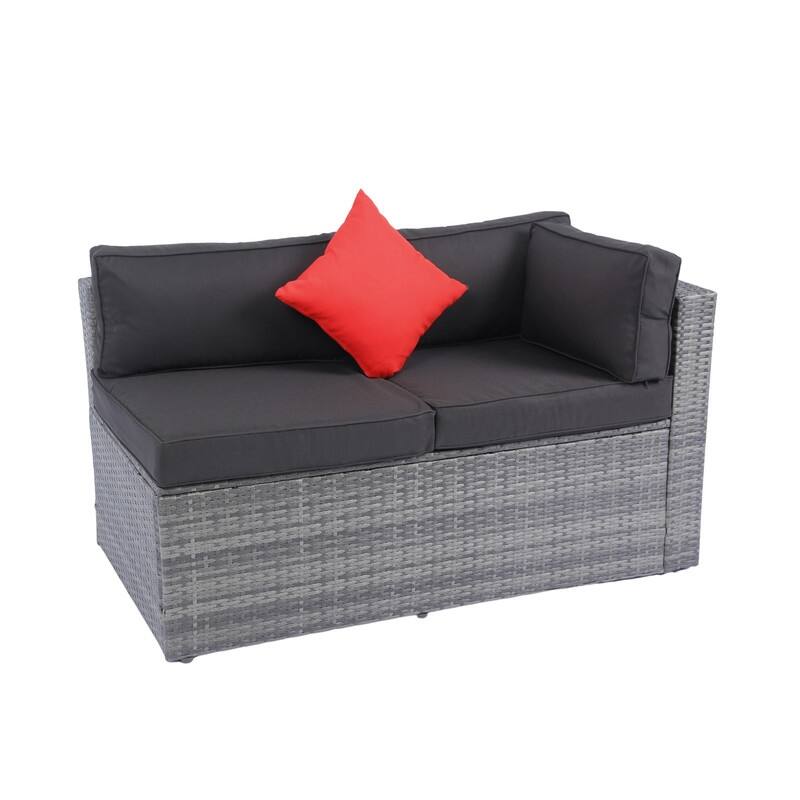 5 Pieces PE Rattan sectional Outdoor Furniture Cushioned U Sofa set with 2 Pillow