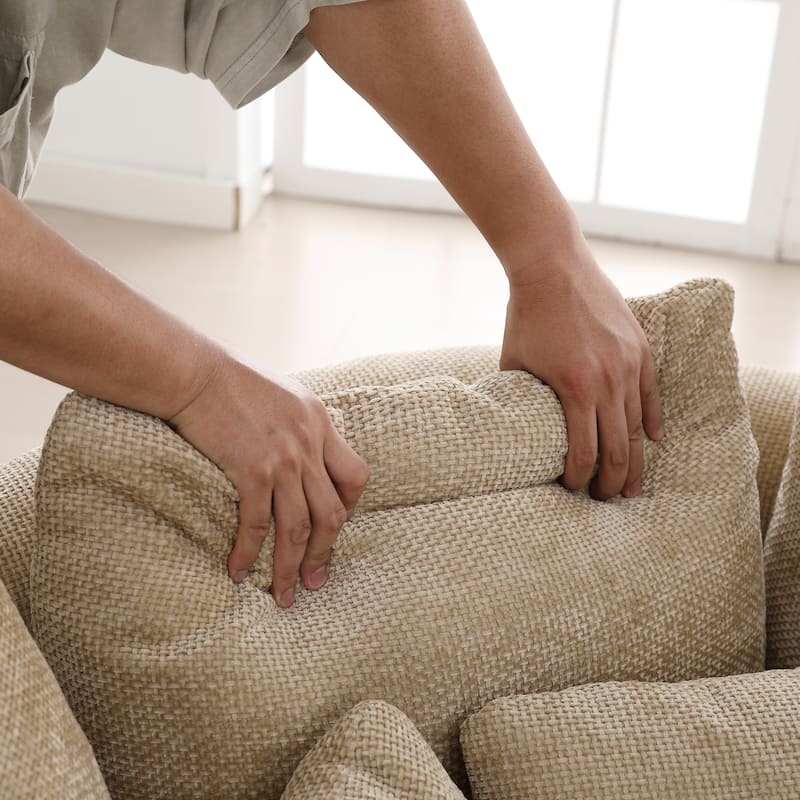 59.8''W Modern Oversized Sofa Chair, Round Accent Barrel Chair With 5 Pillows