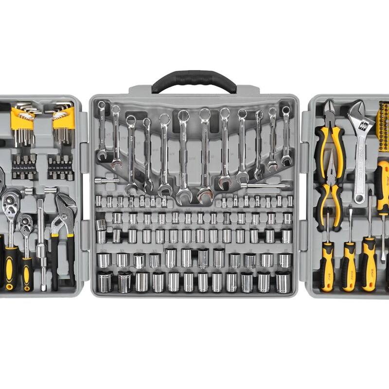 205 PCS Household Hand Tool Set, Auto Repair Tool Kit, for Home or Auto Repair - Grey