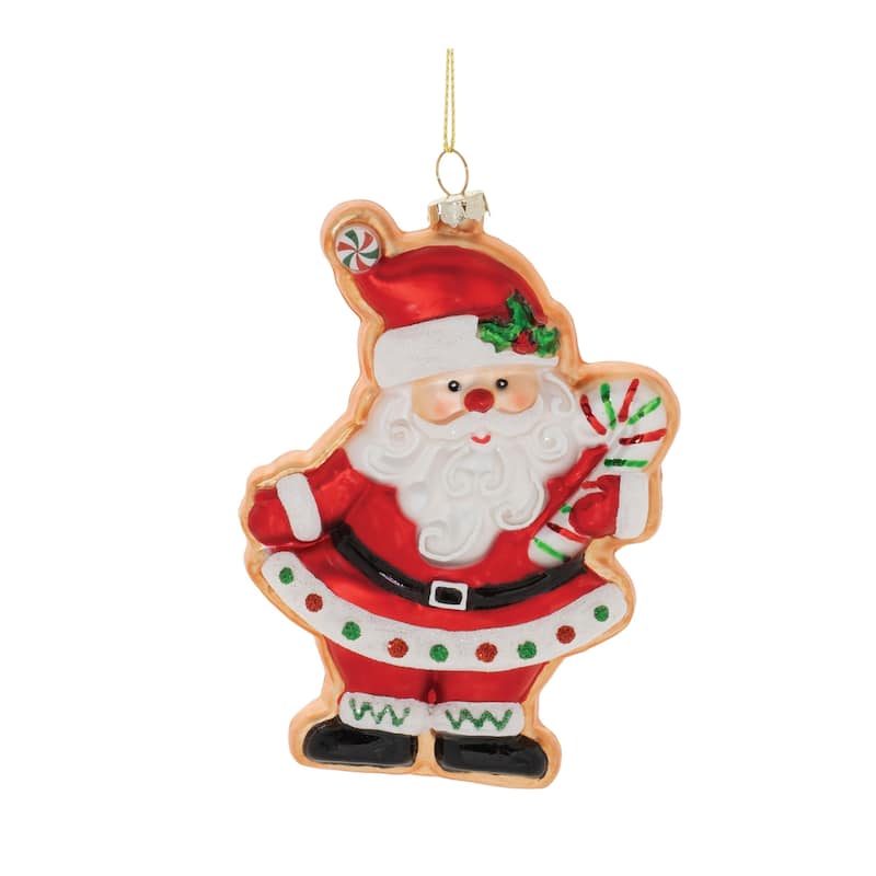 Santa and Snowman Cookie Glass Christmas Ornaments - 5.5" - 12ct