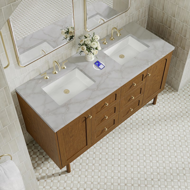 James Martin Vanities 545-V60D-FVSL Laurent 60" Double Basin Poplar
