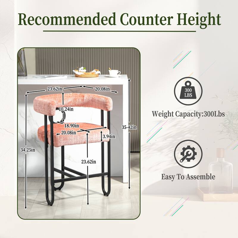 Modern Bar Stool with Back for Kitchen 2PCS