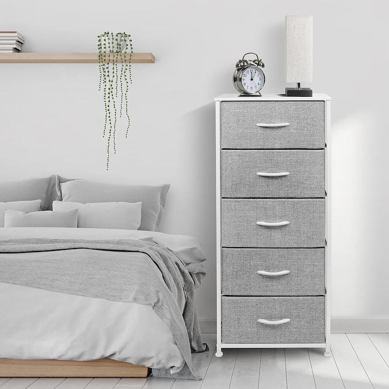 Dresser w/ 5 Drawers Furniture Tall Storage Organizer Unit for Bedroom