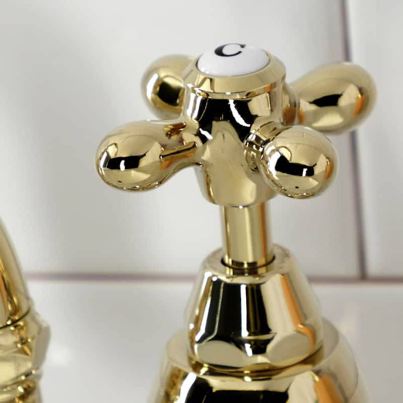 Kingston Brass English Country Bridge Bathroom Faucet with Brass Pop-Up
