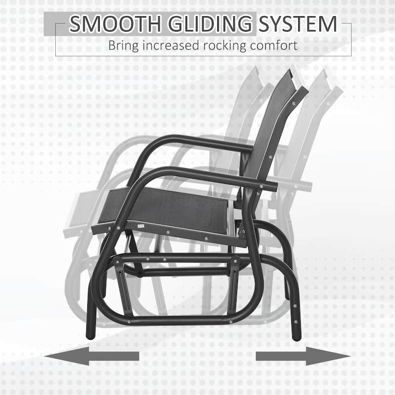 Outsunny Porch Glider, Swing Glider Chair with Breathable Mesh, Curved Armrests and Steel Frame for Garden, Poolside, Balcony