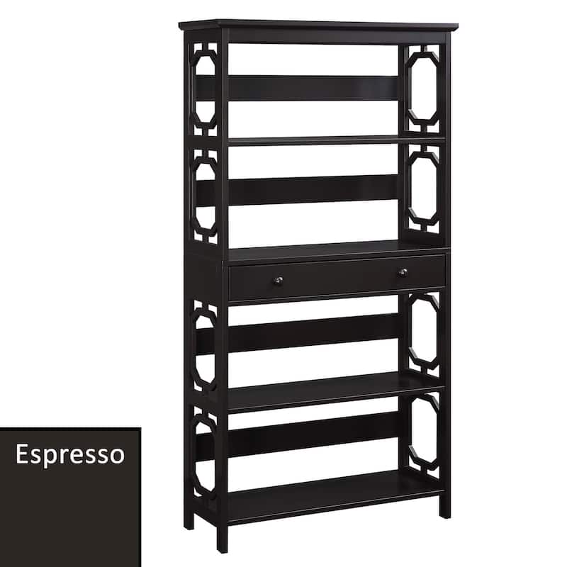 Convenience Concepts Omega 5 Tier Bookcase with Drawer