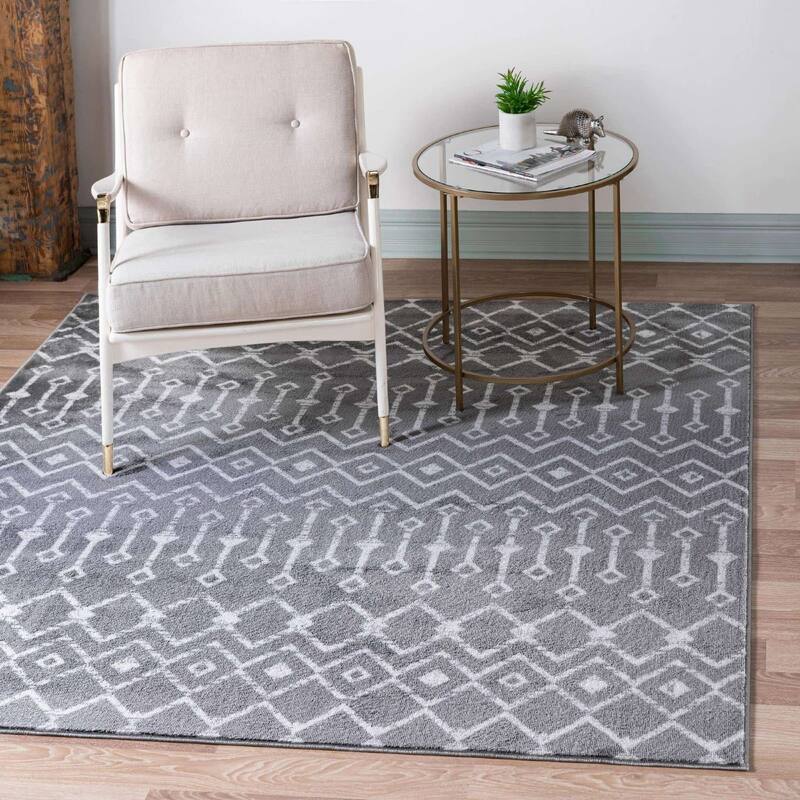 Contemporary Zala Collection Area Rug - 8' Square - Dark Gray