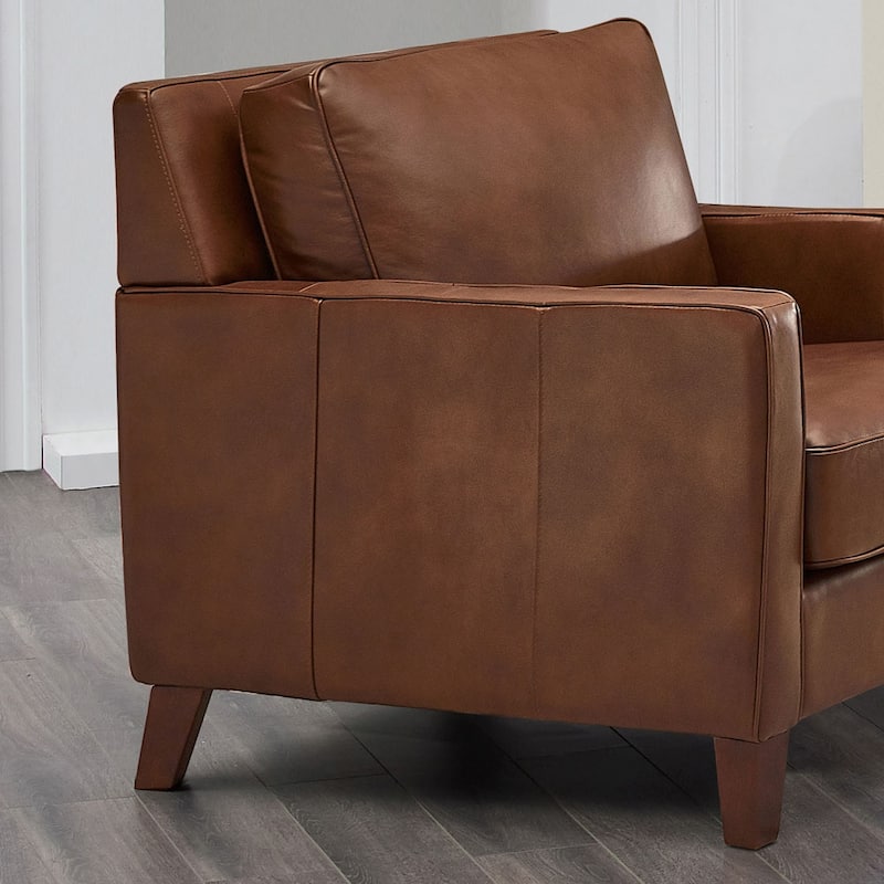 Hydeline Ashby Top Grain Leather Chair With Feather, Memory Foam and Springs