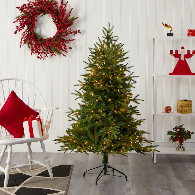 5’ Pre-Lit Colorado Mountain Christmas Tree, Clear LED Lights - 5 Foot