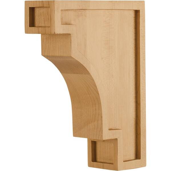 slide 1 of 1, Hardware Resources Corbel with Arts & Crafts Styling, 8"H x 2"W x 6"D Natural Maple