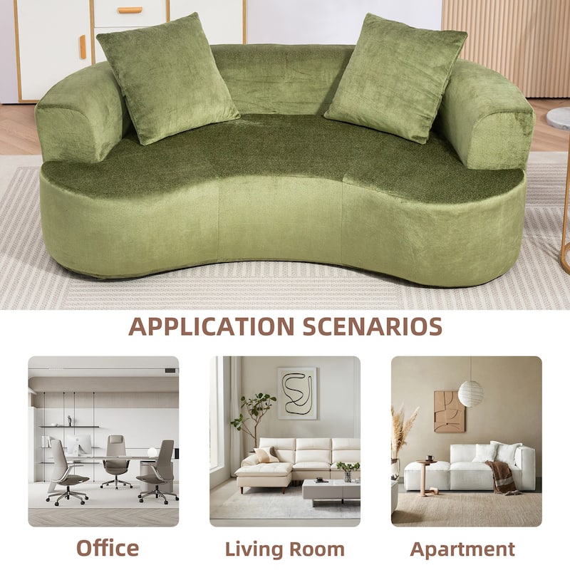 XINMICS 79'' Modern Sectional Sofa, 2-Seater Chenille Sofa with 2 Pillows, U-Shape Foam Sofa No Assembly Required