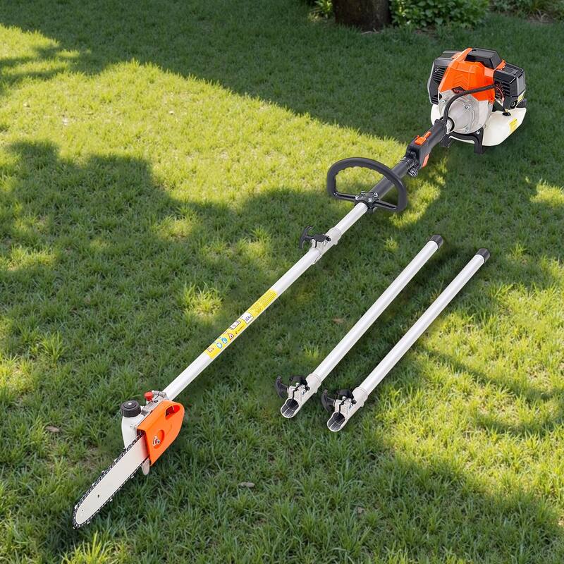 Gas Powered Pole Saw Rotatable Head 43CC 2-Stroke Tree Trimmer 10 in Cutting Bar