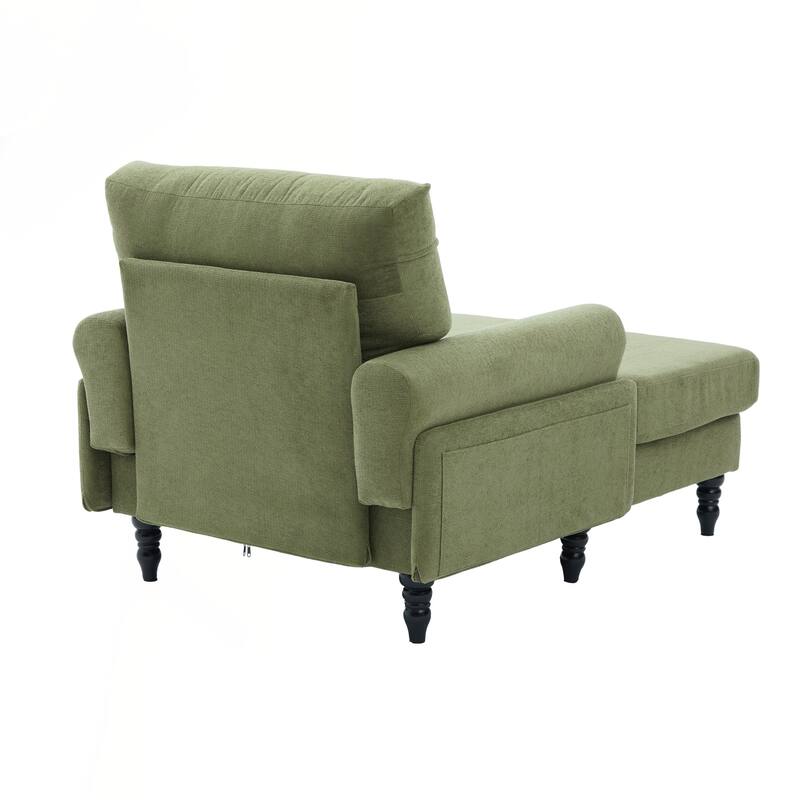 Modern Minimalist Chenille Fabric Chaise Lounge Recliner Single Sofa Living Room Bedroom