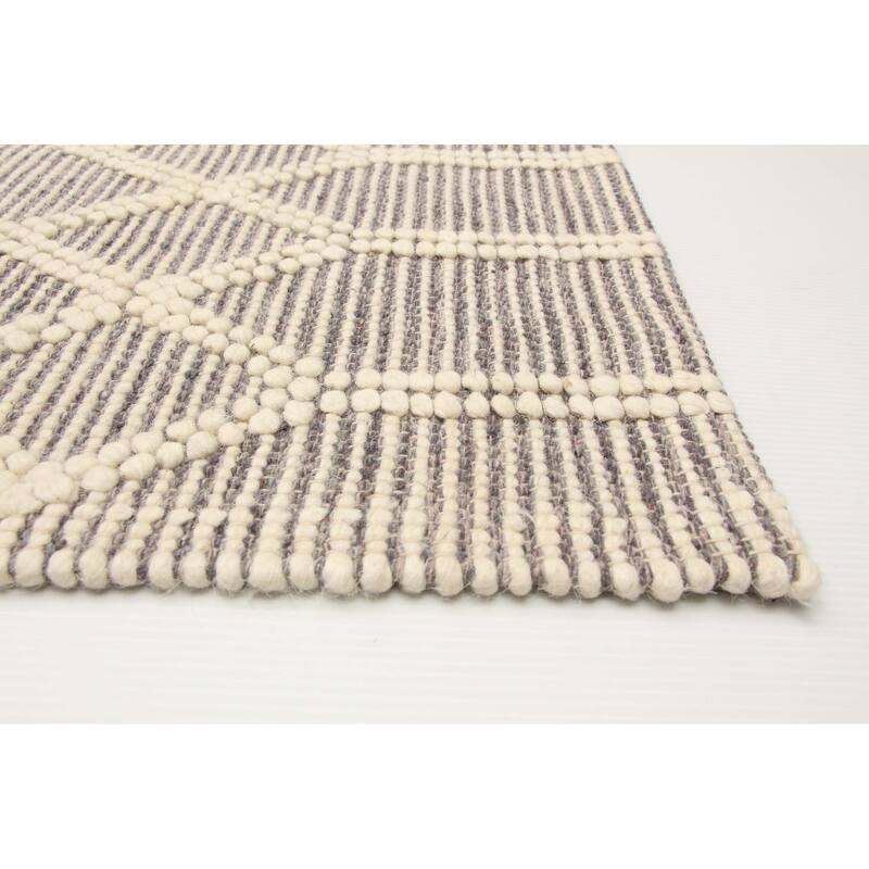 ECARPETGALLERY Braid weave Sienna Grey Wool Rug - 5'0 x 8'1