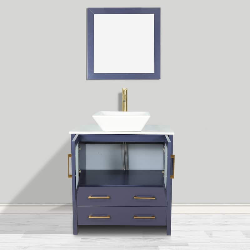 Vanity Art 30-inch Single Sink Bathroom Vanity Set With Engineered Marble Top and Free Mirror - 30 x 18.5 x 36 Inches