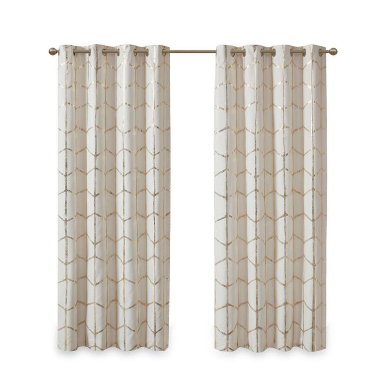 Intelligent Design Khloe Total Blackout Metallic Print Grommet Top Curtain Panel