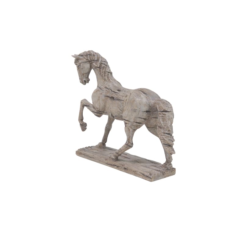 Beige Polystone Prancing Horse Decorative Sculpture