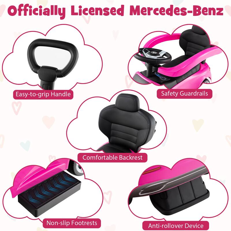 Gymax 3-in-1 Toddler Push Car w/Adjustable Canopy Under Seat Storage