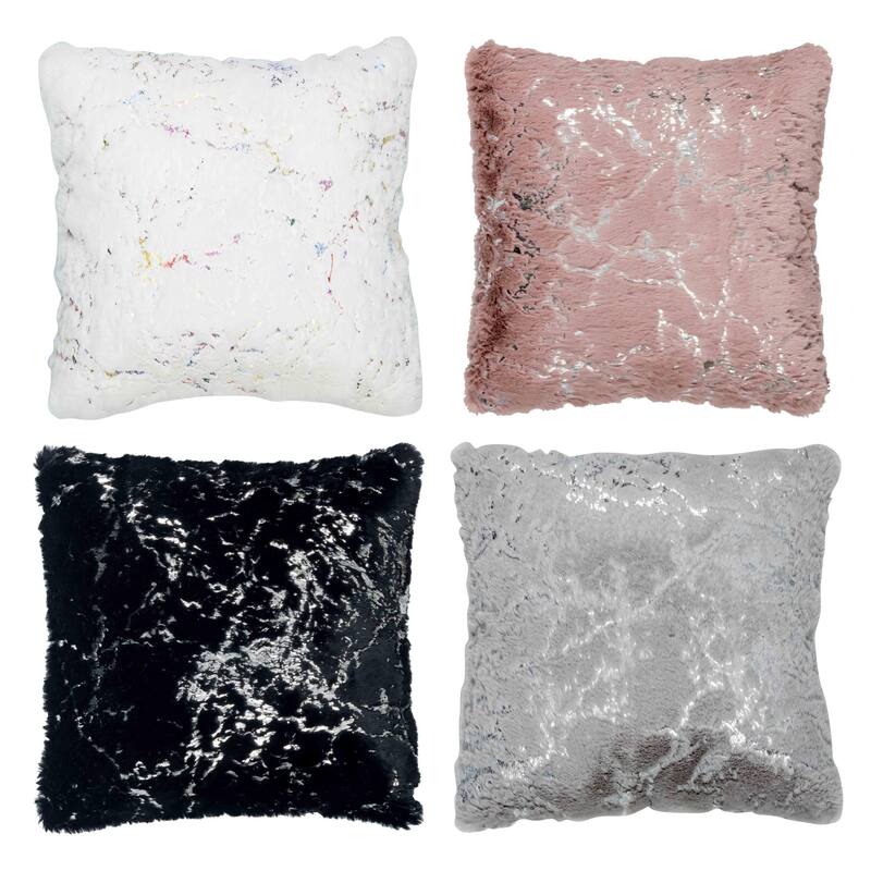 Chryso Collection Faux Fur Pillow with Foil Accents