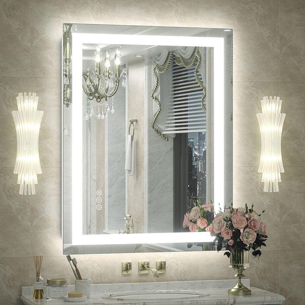 Large LED Bathroom Mirror with UL Listed, Front and Backlit, Anti-Fog