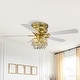preview thumbnail 1 of 14, 48-inch Modern Brass Crystal Low Profile Chandelier Ceiling Fan with Light and Remote Control - 48" W x 15.1" H