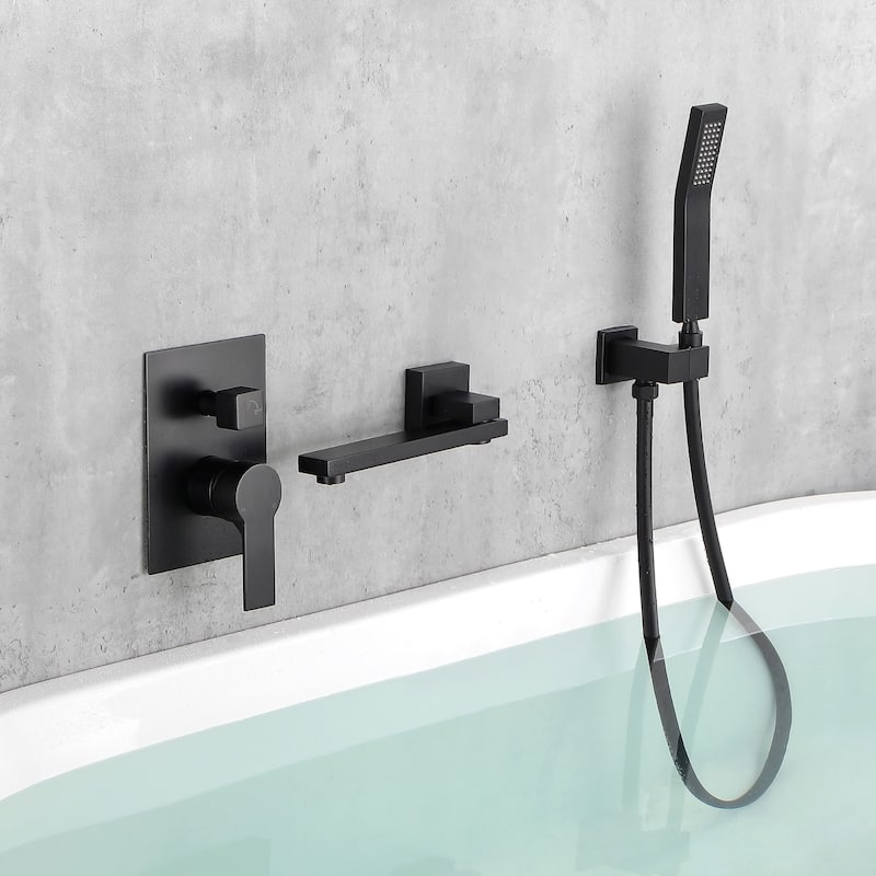 Wall Mounted Tub Faucet With Handshower Single Handle Bathroom Roman Bathtub Faucets Modern Tub Filler Trim With Handheld