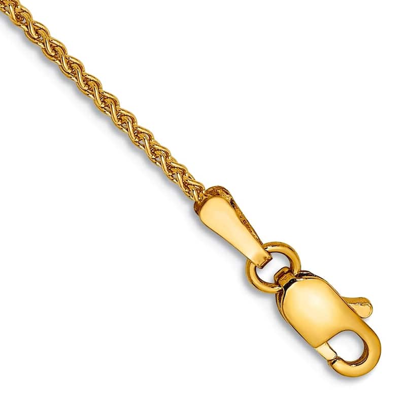 Curata 10k Yellow Gold 7" Spiga Wheat Chain Layering Bracelet - 1mm 1.25mm 1.7mm