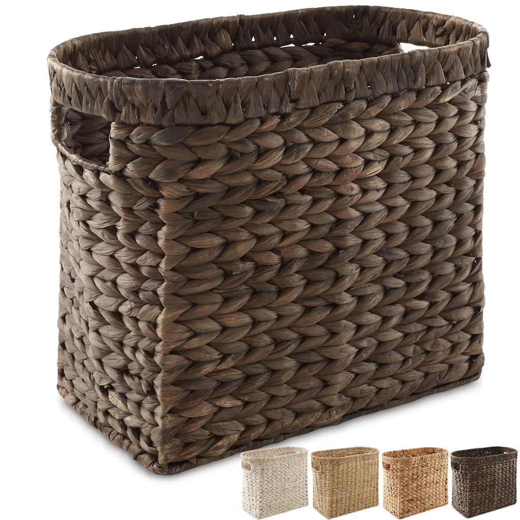 Magazine Holder Storage Basket Bin with Handles Seagrass Hyacinth