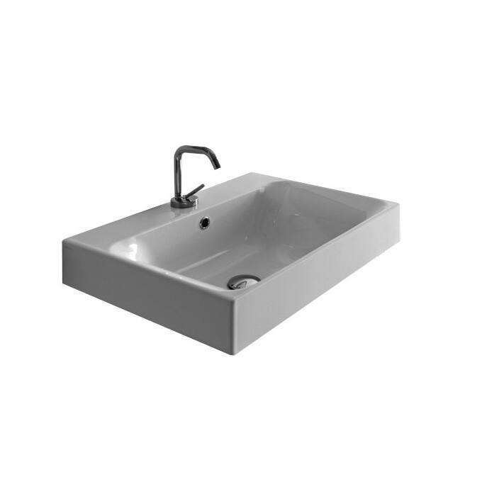 WS Bath Collections 27-5/8" Ceramic Wall Mounted / Vessel Bathroom - White