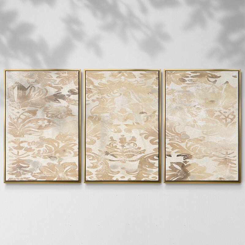 Walnut Damask II - Multi Piece Framed Canvas - 26 x 40 - Gold