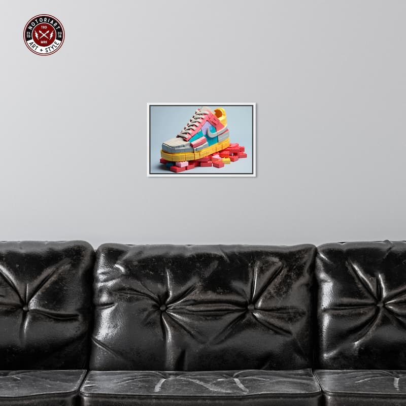 Notoriart Toy Sneaker Pastel Framed Sneaker 1 Piece Canvas Wall Art